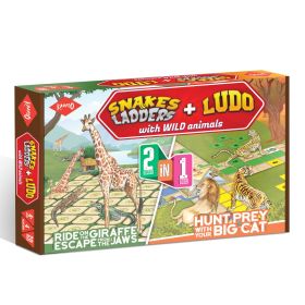KAADOO Snakes & Ladders and Ludo with Wild Animals Twist 2 - in -1 Combo Board Game for Kids 4 Years and Above, Multicolor, Made in India (2-4 Players)-8906076573658