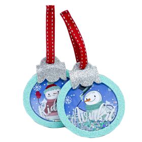 Bobtail-SNOMAN BAUBLE - ITS SNOW TIME -  BLUE - PERSONALISED ORNAMENT WITH SNOW SHAKER