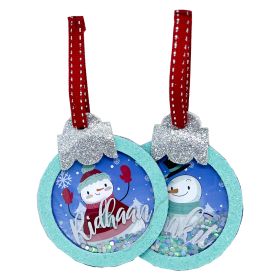 Bobtail-SNOMAN BAUBLE - ITS SNOW TIME -  RED - PERSONALISED ORNAMENT WITH SNOW SHAKER