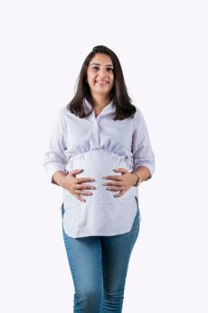 Chicmomz-Striped Mauve Shirt style maternity top