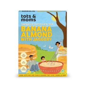 Tots and Moms Foods Banana Almond Pancake Mix with Jaggery for Kids Breakfast Snack | No Maida, white sugar, baking agent | 100% Natural & Wholesome with Almonds - 250g