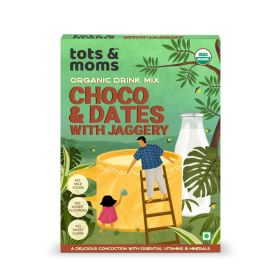 Tots and Moms Foods Choco Dates Health Drink Mix | No Junk added Chocolate drink for Kids - Sweetness from Dates & Jaggery Powders includes Dry Fruits - 200g