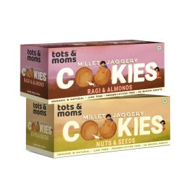 Tots and Moms Healthy & Nutritional Cookies | Ragi & Almonds | Nuts & Seeds | 150g each