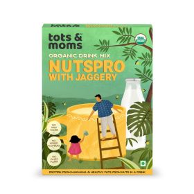 Tots and Moms Foods Nutspro - Tasty, Wholesome, Nutritious, Organic Certified Health Drink Mix with Jaggery, Almonds, Makhana, 4 Seeds | Good for Kids & Family - 200g