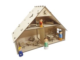 CuddlyCoo-Traditional Doll House with peg dolls and furniture