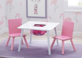 Delta Children White & Pink Table & 2 Chair Set