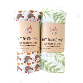 Tickle Tickle - Value pack of 2 Organic Mul Swaddles - Olive/Sunset 