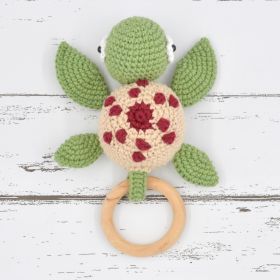 Love Crochet Art-Crochet turtle Rattle Cum Soft Toys - Green