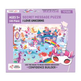 Chalk and Chuckles I Love Unicorns Secret Message Jigsaw Puzzle 100 Pcs
