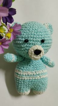 Vi_crea-Crochet Teddy Bear Soft toy-Light Blue