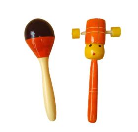 Channapatna Toys Wooden Baby Rattle Toy for infants/new born babies (0+ Years) - Shaker Drum Baby Rattle 2 pcs - Discover Sounds, Develops Sensory Skills-WBRSD001