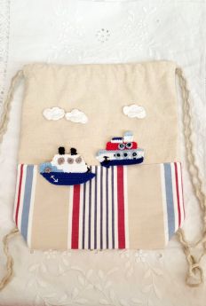 Happy Threads-Kids Drawstring bags with Crochet Motif-HT025