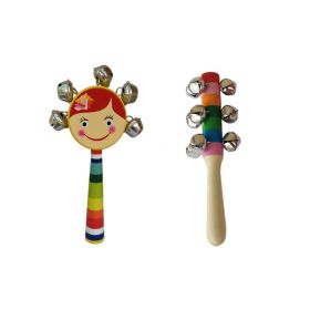 Channapatna Toys Wooden Baby Rattle Toys for infants/new born babies (0+ Years) - Jingle Bell & Face Rattle set of 2 pcs - Discover Sounds, Develops Sensory Skills-WJBRFR001