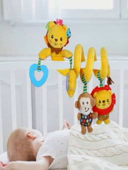 Baby Moo Lion Crib Spiral Hanging Toy With Teether - Yellow