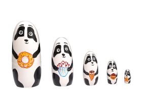 Channapatna Toys Wooden Panda Russian Nesting Dolls Set for Kids (2 years+) - 6 Inch Multicolor - set of 5 pcs - Improves Hand Eye Coordination and Fine Motor Skills-WPRND10010