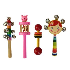 Channapatna Toys Wooden rattle toys for baby/New-Born Infant Kids set of 4 pcs - multicolor - Discover Sounds, Develops Sensory Skills-WRB2001