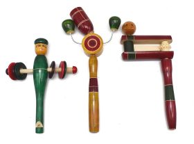 Channapatna Toys Wooden Rattles for Baby, new born babies, Infants ( 0+ Years) - set of 3 pcs - multicolor - Discover Sounds, Develops Sensory Skills-WRB30010