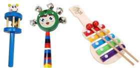 Channapatna Toys Wooden Rattles for Baby, New born babies, Infants ( 0+ Years) - set of 3 pcs - Multicolor - Discover Sounds-WRB30020