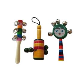 Channapatna Toys Wooden Rattles for Baby, New born, Infants ( 0+ Years) - set of 3 pcs - Multicolor - Discover Sounds-WRB30030