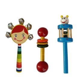 Channapatna Toys Wooden Rattles for Baby/new born babies, Infants ( 0+ Years) - Set of 3 pcs - Multicolor - Discover Sounds, Develops Sensory Skills-WRB3003