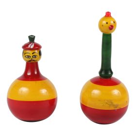 Channapatna Toys Wooden Roly Poly balancing dolls for Kids ( 1 Years+) - Set of 2 Pieces - Develops curiosity & Fine motor skills-WRPDD002