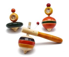 Channapatna Toys Wooden Spinning Tops Toys (3 Years+) - Set of 3 Pcs - Multicolor - Curiosity & Fine Motor Skills | Pambaram | Bongaram | Lattu-WST20011