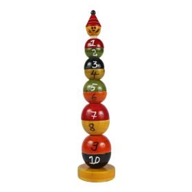 Channapatna Toys Wooden Stacking Rings Game Toy for Kids with painted numbers - (1 Year+) - 10 rings - Multicolor - pack of 1 - Develop Fine Motor Skills, Math's learning & counting-WSTN001