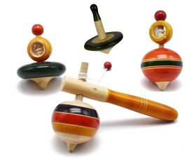Channapatna Toys Wooden Spinning Tops Toys (3 Years+) - Set of 4 Pcs - Multicolor - Curiosity & Fine Motor Skills | Pambaram | Bongaram | Lattu-WSTT0004