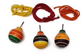Channapatna Toys Handmade Wooden Spinning Tops Toys Combo (3 Years+) - Combo Set of 3 Pcs - Multicolor - Curiosity & Fine Motor Skills | Pambaram | Bongaram | Lattu-WSTTT003