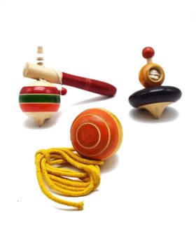 Channapatna Toys Wooden Spinning Tops Toys for Kids (3 Years+) - Set of 3 Pcs - Multicolor - Curiosity & Fine Motor Skills | Pambaram | Bongaram | Lattu-WTTC3003